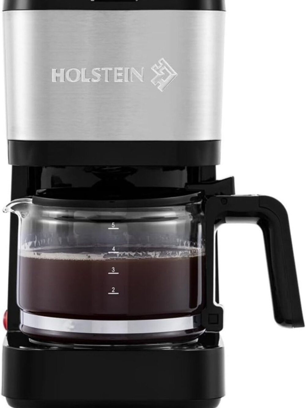 Compact 5-Cup Drip Coffee Maker with Auto Pause, Reusable Filter & Glass Carafe